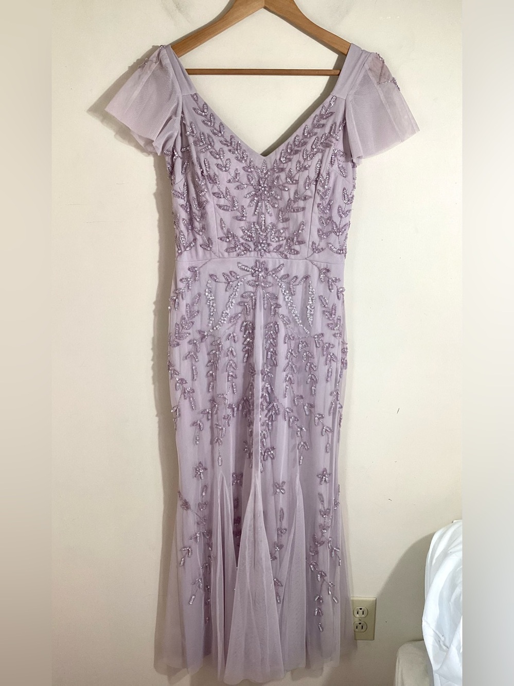 Marina Lavender Beaded Godet Gown Size M/L - Picture 14 of 15